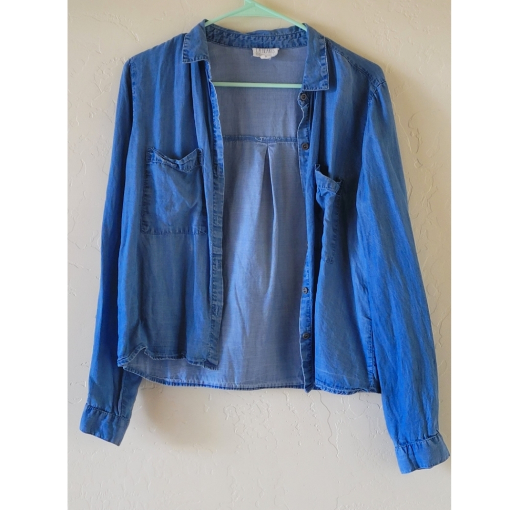LA Hearts Chambray Button Down Top size S Blue